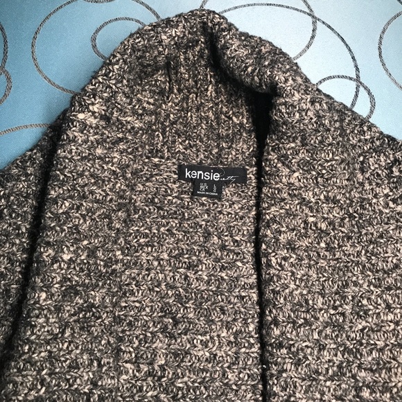 Kenzie Pretty Long Brown Open Cardigan, Size L - Picture 10 of 13